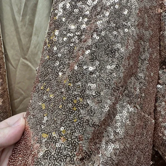 Torrid Stretch Sequin Long Line Open Front Blazer Jacket Size 2X Rose Gold NWT - Picture 5 of 9